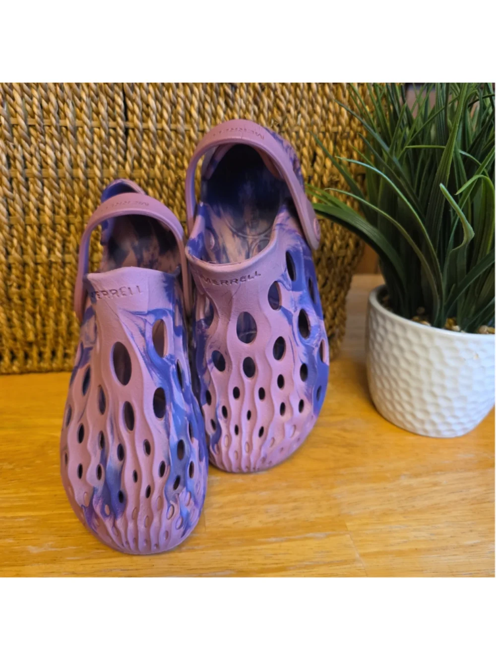 Merrell Hydro Moc Water Clog Sandals Pink Purple Marble Kids Girls Shoes Sz 2Y